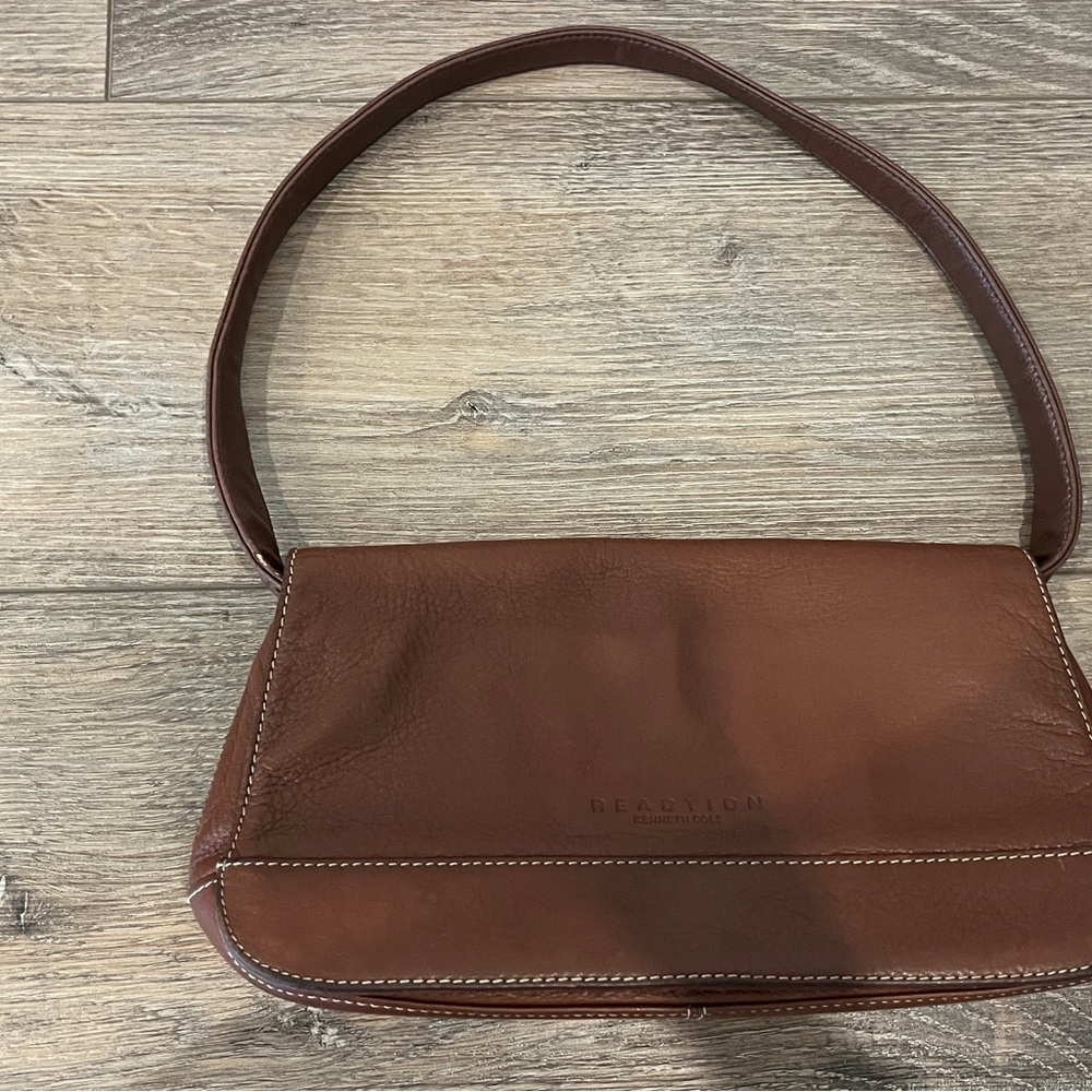 Kenneth Cole Reaction Brown Leather Shoulder Bag